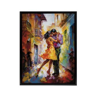 Artery8 Salsa Latin Street Dance Colourful Framed Canvas Wall Art Print | Size: W24 x H32