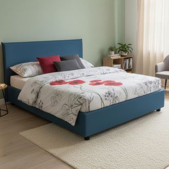 Dmora Dmora - Cama Matrimonial Dangel, Cama Contenedor Con Revestimiento De Tela, 100% Made In Italy, Apertura Frontal, Adecuado Para Colch&oacute;n Cm 160x200, Az