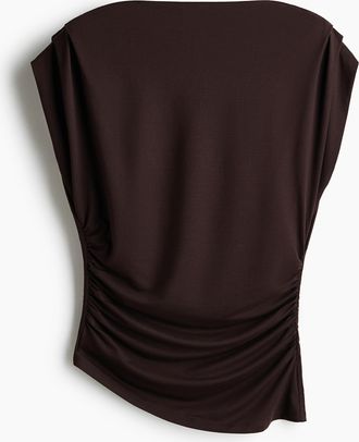 H&M Drapiertes Shirt mit U-Boot-Ausschnitt - Brown
