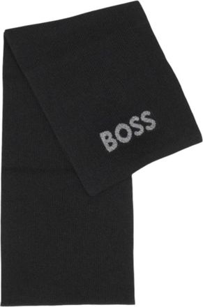 HUGO BOSS Printed Wool-Blend Scarf - Heren - Wintersjaals - Zwart - ONE Size - Wol - Accessoires