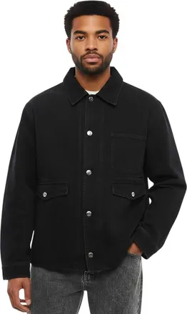1989 STUDIO Black Solid Shirt Collar Jacket