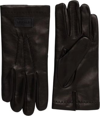 Moschino Guantes de piel con parche de logo - Accessories - Hombre - Negro - M