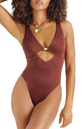 Vitamin A Terra Cutout One-Piece Swimsuit in Red Ochre at Nordstrom, Size X-Large
