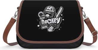 Generic I Love Hockey Womens Leather Crossbody Bags with Adjustable Strap Casual Printed Shoulder Handbag