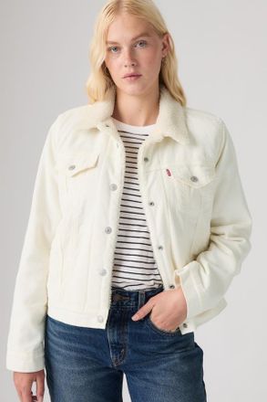 Levi's Giacca Sherpa Trucker Original in velluto a coste - Donna - S - Bianco / Egret