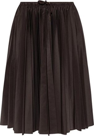 Moncler Pliss&eacute; Midi Rok - Dames - Midirokken - Bruin - 2XS - Polyester - Rokken