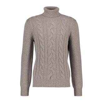 Gran Sasso Dolcevita a Treccia - - Knitwear - Uomo - Grigio - XL