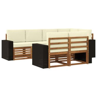 vidaXL Conjunto De Sof&aacute; Seccional Con Coj&iacute;n 7 Pcs Natural Y Crema Vidaxl