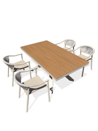 DCB Garden Lamu - Conjunto De Comedor De Jard&iacute;n De Aluminio Para 4 Personas - Gris Topo - Dcb Garden