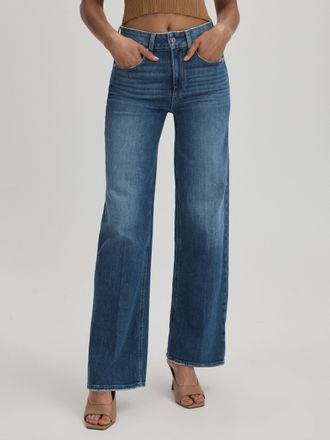 Paige Paige Wide Leg Distressed Jeans, Black & camel, 28