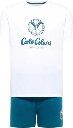 Carlo Colucci Nachtkleding, Heren, Wit, 2Xl, Katoen, Shorty Pyjama Set