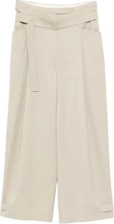 Low Classic Double Waist Broeken - Dames - Wijde Broeken - Beige - S - Wol - Broeken