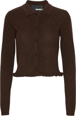 Rotate Gebreid Polo Vest - Dames - Vesten - Bruin - XS - Wol - Truien & Vesten