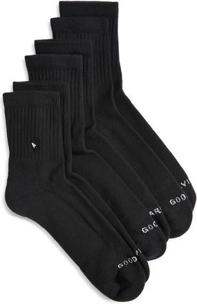 Arvin Goods 3-Pack Quarter Crew Socks in Black at Nordstrom, Size Medium