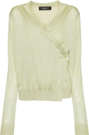 Fabiana Filippi wrap-design knitted top - women - Linen/Flax/Silk/Polyamide/Elastane - 44 - Green