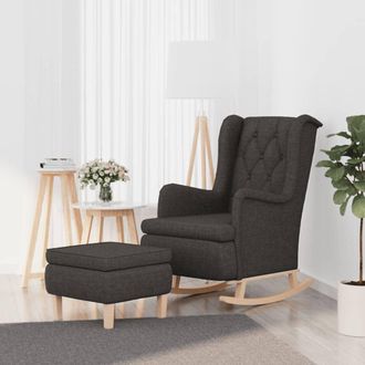 vidaXL Vidaxl - Sill&oacute;n Con Patas Mecedoras Y Taburete De Tela Gris Oscuro