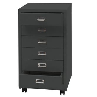 Hhg Hhg - Cajonera M&oacute;vil 460, Cajonera Archivador De Acero, Metal 75x40x41cm 6 Cajones, Gris Oscuro