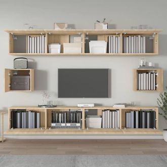 Berkfield Home Classic 6 Piece TV Cabinet Set Sonoma Oak Engineered Wood in Light Oak