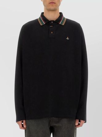 Vivienne Westwood striped collar long sleeves polo shirt