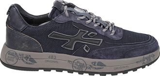 Premiata Blue Nous Mesh Suede Calfskin Sneakers