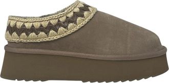Mou Platform Clog Suede - Dames - Pantoffels - Grijs - 36 EU - Su&egrave;de - Schoenen