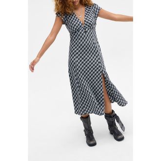 BDG Jolene Gingham Midi Dress in Grey Check at Nordstrom, Size X-Small