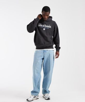 Levi's felpa con cappuccio con stampa grafica sunset in nero slavato