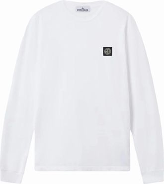 Stone Island Mens S0013 Patch Logo LS Tee White - Size: 38