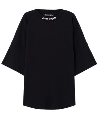 Palm Angels Oversized Black T-Shirt With Bold Logo Details
