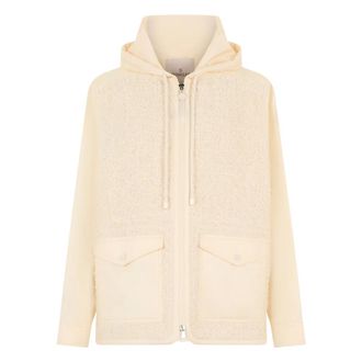 Moncler Zip-throughs, female, White, Size: XL Erable Boucl&eacute; Hooded Jacket