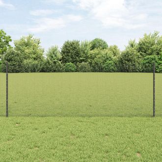 Berkfield Home Welded Wire Fence with 5 U Posts Grey 0.8x10 m Steel
