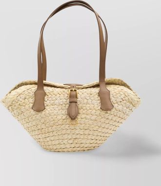 Dolce & Gabbana capri straw tote bag with leather handles