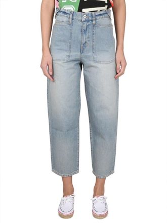 Kenzo Carrot Fit Cotton Jeans - Blue