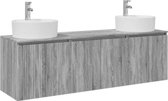 vidaXL Juego De Muebles De Ba&ntilde;o 3 Uds. Sonoma Gris 49,5 X 44,5 X 65 Cm Vidaxl