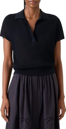 Akris Relaxed Fit Polo Sweater in Black at Nordstrom, Size 10