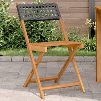 vidaXL Vidaxl - Sillas De Bistr&oacute; 2 Uds Madera Maciza De Acacia Rat&aacute;n Pe Negro