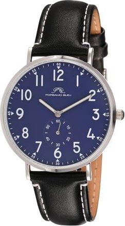 Porsamo Bleu Rowan Leather Strap Watch, 40mm in Black/Blue at Nordstrom Rack