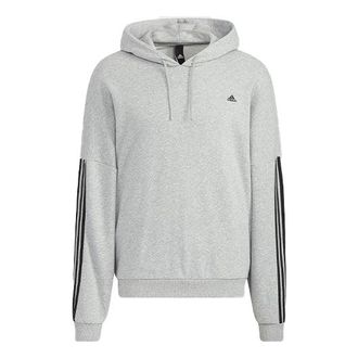adidas Mens adidas City Swt Pohd Solid Color Stripe Sports Gray HC9966