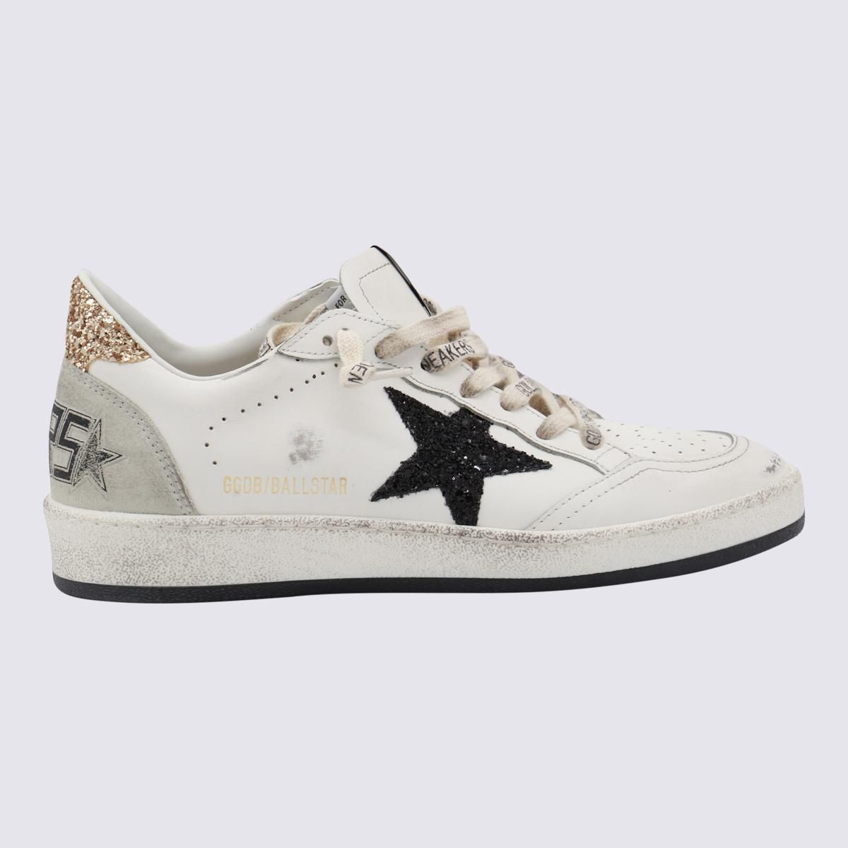 【GOLDEN 】WHITE AND GOLD LEATHER BALL STAR LOW TOP Golden Goose Ballstar Mixed Leather Low-Top Sneakers with