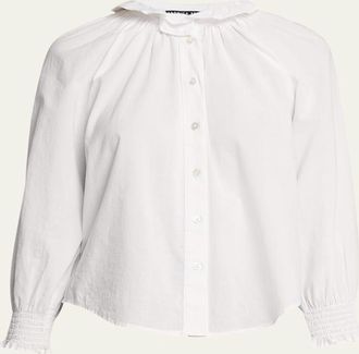 Veronica Beard Calisto Classic Ruffle Collared Shirt