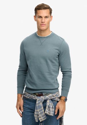 Superdry Sweatshirt SUPERDRY CLASSIC ESSENTIAL SWEATSHIRT, Herren, Gr. S, stormy weather blau, angeraute Sweatware, Obermaterial: 100% Baumwolle, unifarben, re