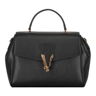Versace Handbags, female, Black, ONE SIZE, Classic Leather Crossbody Bag
