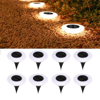 OEM Luces Solares Para Jard&iacute;n, Juego De 8 Luces Solares Impermeables De 14 Led Para Entrada De Veh&iacute;culos, C&eacute;sped, Patio Y Balc&oacute;n (blanco C&aacute;lido)