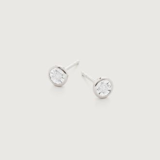 Monica Vinader Sterling Silver Diamond Essential Stud Earrings Diamond