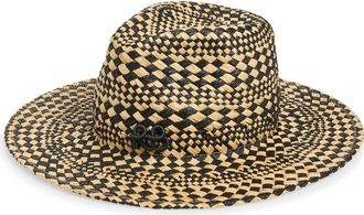 Ruslan Baginskiy Rhomboidal Straw Fedora Hat in Beige/Black at Nordstrom, Size Medium