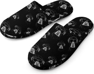 Generic Dog with Glasses Hat Mens Cotton Slippers Memory Foam Comfort House Shoes Winter Indoor Slipper for Hotel Casa Spa