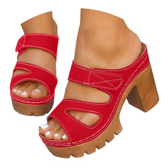 Generic Womens Platform Sandals Heels for Women 2026, Slide On Block Chunky High Heels Open Toe Wedge Sandals Beach Heeled Mule Walking Slide Sandals