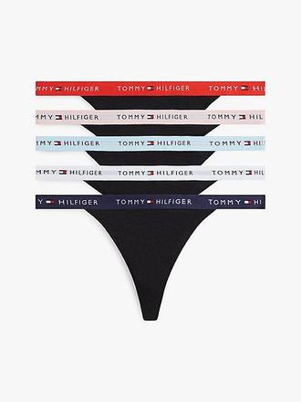 Tommy Hilfiger 5-Pack Essential Logo Waistband Tanga Thongs