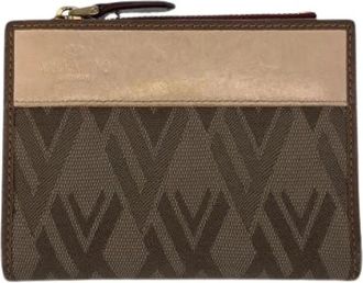 Valentino Pre-owned Canvas Leather Wallet - Dames - Vintage Accessoires - Bruin - ONE Size - Leer - Vintage