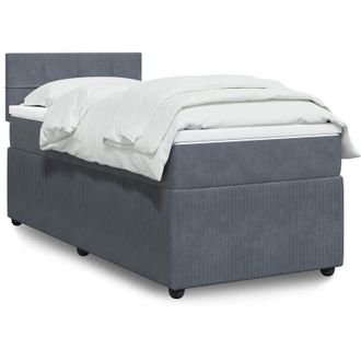 vidaXL Cama Box Spring Con Colch&oacute;n Terciopelo Gris Oscuro 100x200 Cm Vidaxl